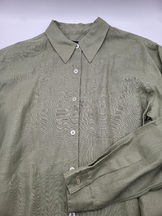Liz Claiborne Tops - Liz Claiborne Lizsport Womens LG Linen Sage Green Button Up Shirt Lagenlook VTG